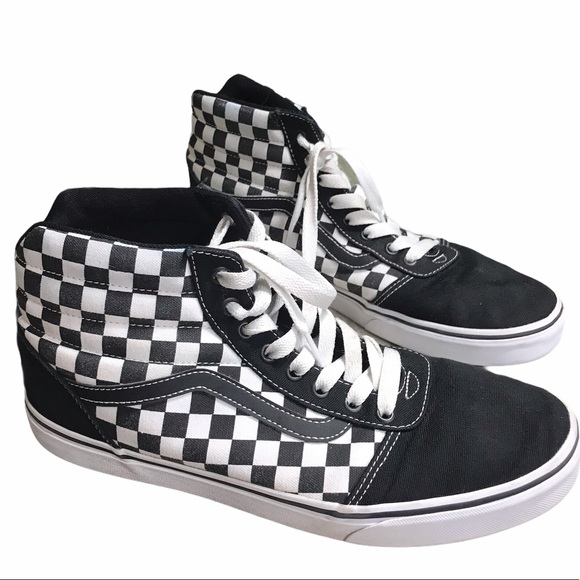 vans black checkered high tops